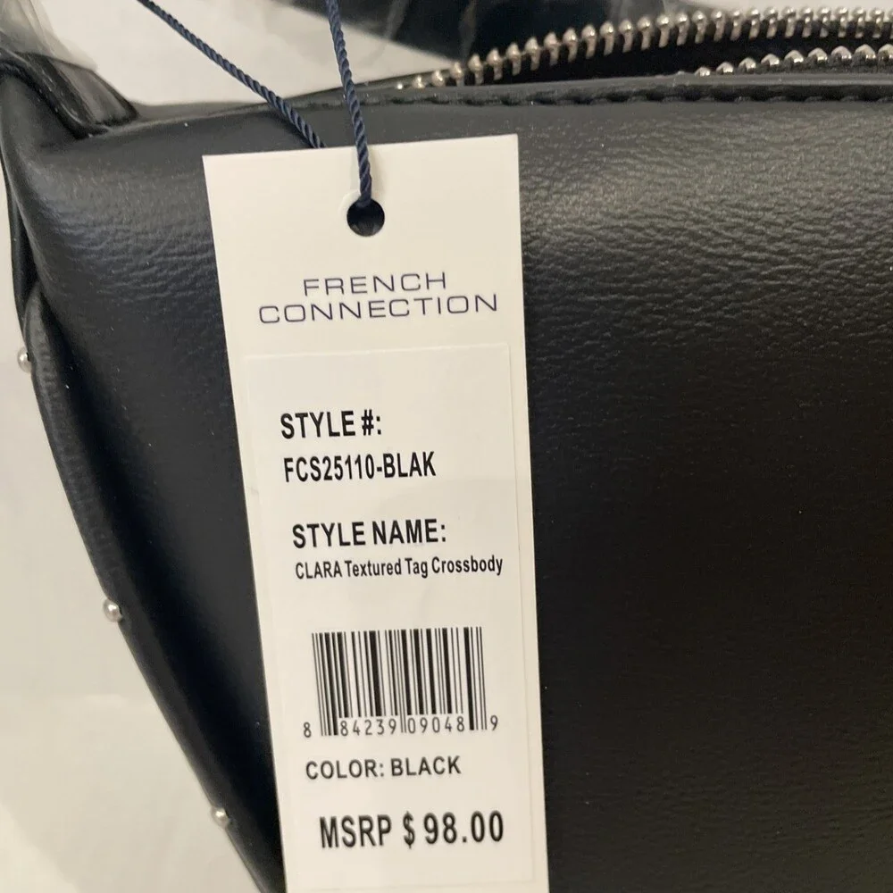 French Connection Clara Textured Crossbody Bag – Black NWT MSRP $98‎